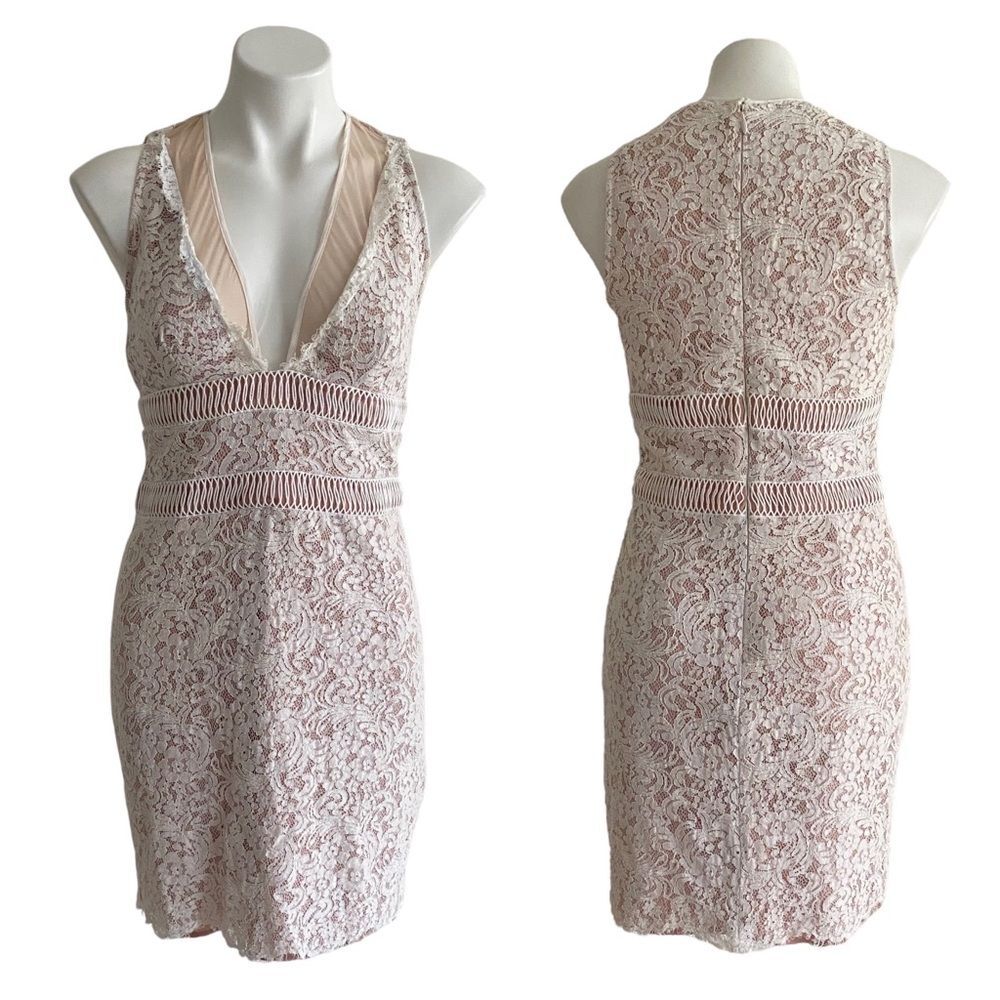 STYLESTALKER white nude lace sexy dress sz MEDUIM - lined - night out